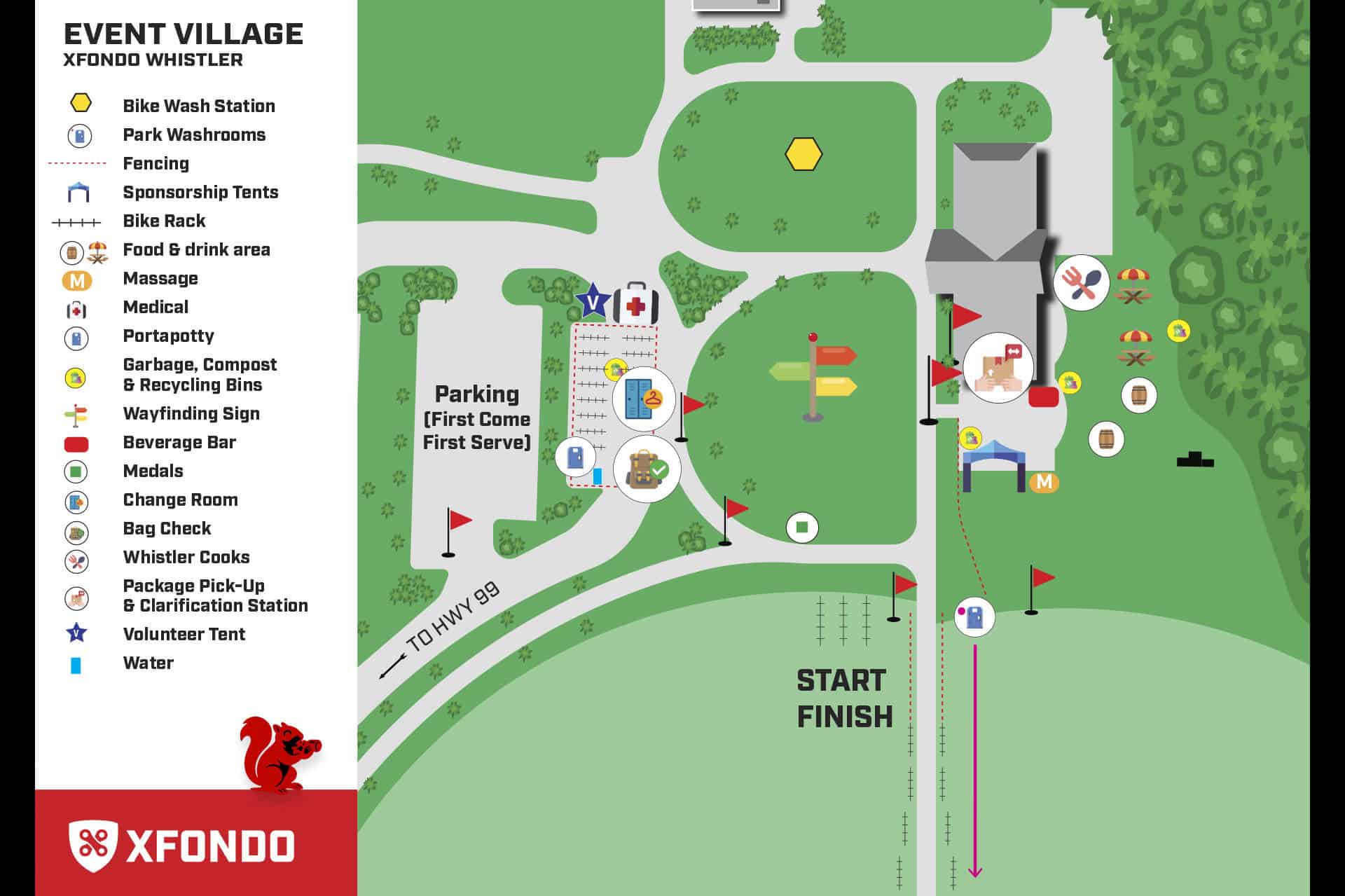 xfondo mountain bike race whistler event base map 2026